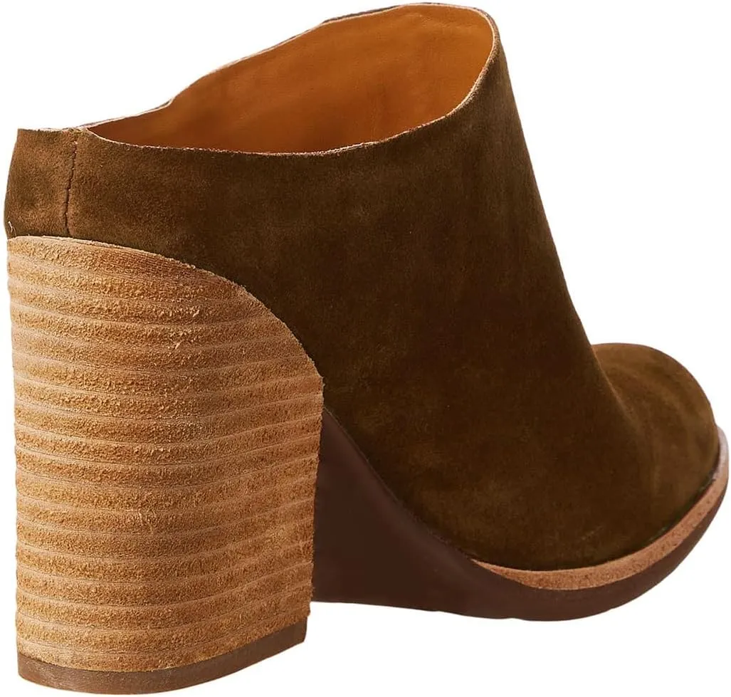 Women High Chunky Stacked Heel Mules Round Closed Toe Heeled Sandals Slip On 3 Inch Block Heels Suede Backless Booties Burnished Dressy Vintage Party Office Ladies Slide Slippers 4-11 M US