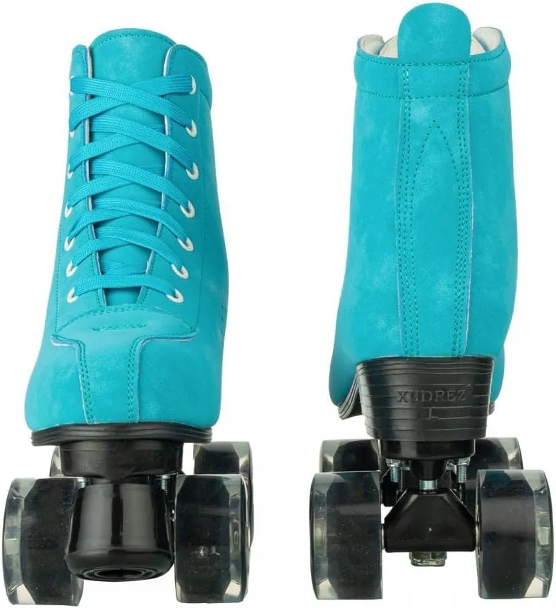 Women Roller Skates High-Top Double-Row PU Leather Roller Skates for Women Girls with Light up Wheels Outdoor