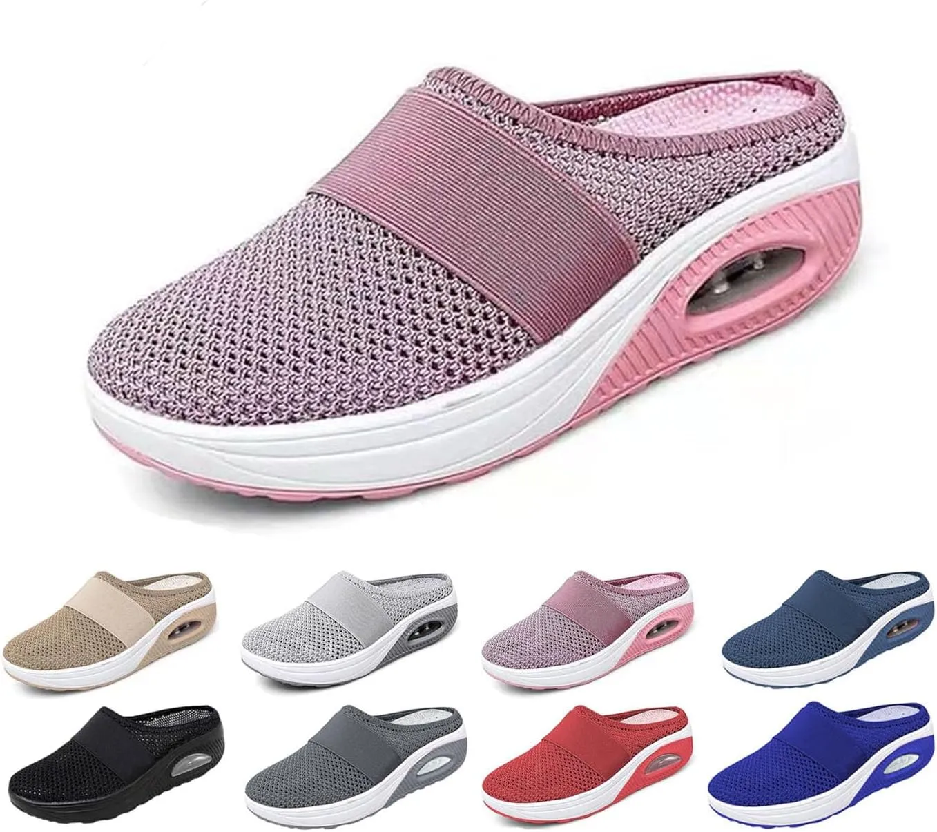 Women's Air Cushion Slip-On Breathable Orthopedic Walking Shoes, Heelless Mesh Sandals, Women's Orthopedic Sneakers