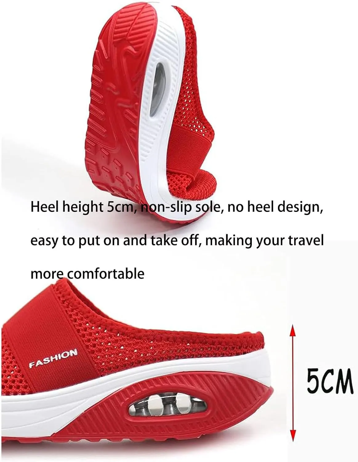 Women's Air Cushion Slip-On Breathable Orthopedic Walking Shoes, Heelless Mesh Sandals, Women's Orthopedic Sneakers