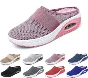 Women's Air Cushion Slip-On Breathable Orthopedic Walking Shoes, Heelless Mesh Sandals, Women's Orthopedic Sneakers