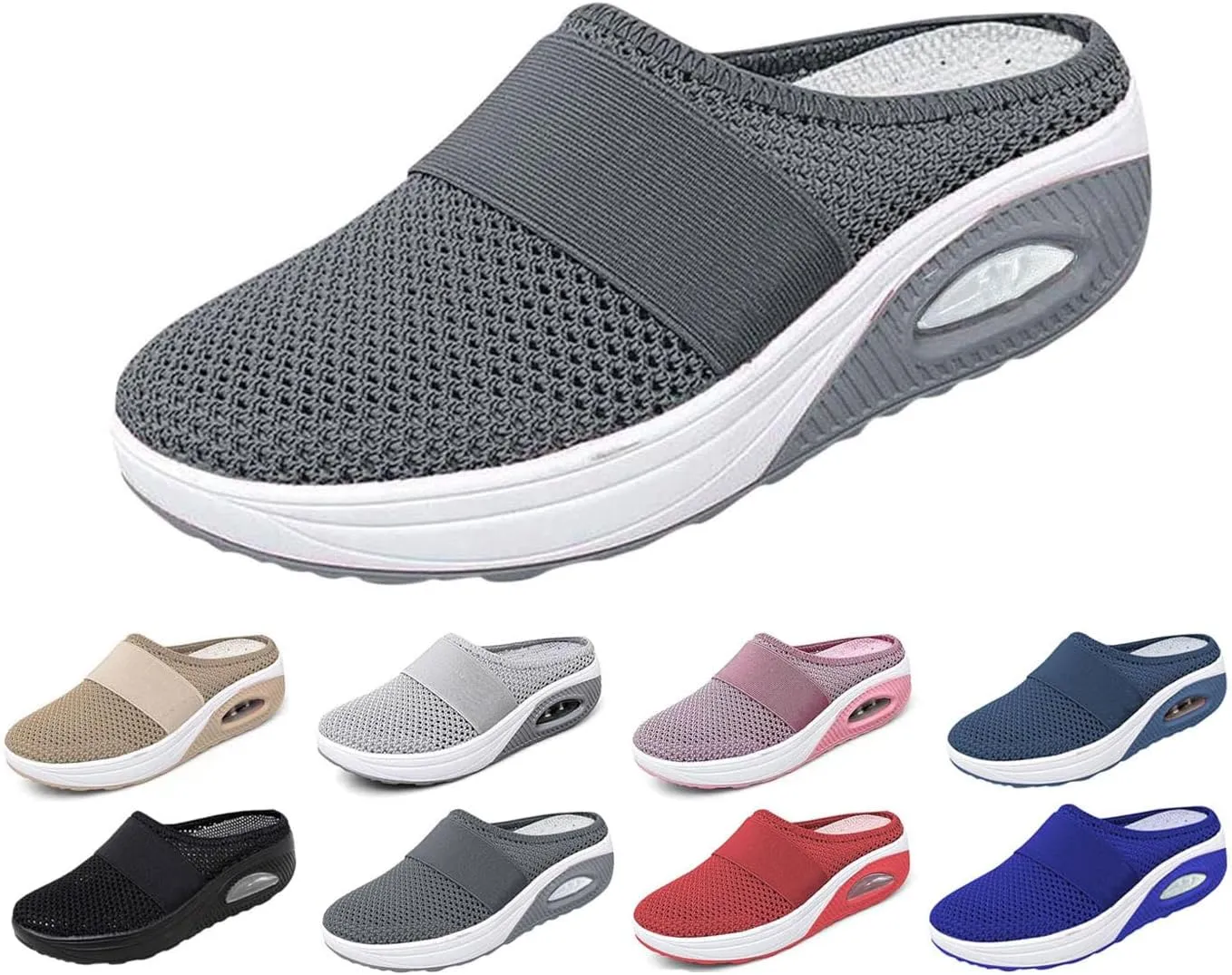 Women's Air Cushion Slip-On Breathable Orthopedic Walking Shoes, Heelless Mesh Sandals, Women's Orthopedic Sneakers