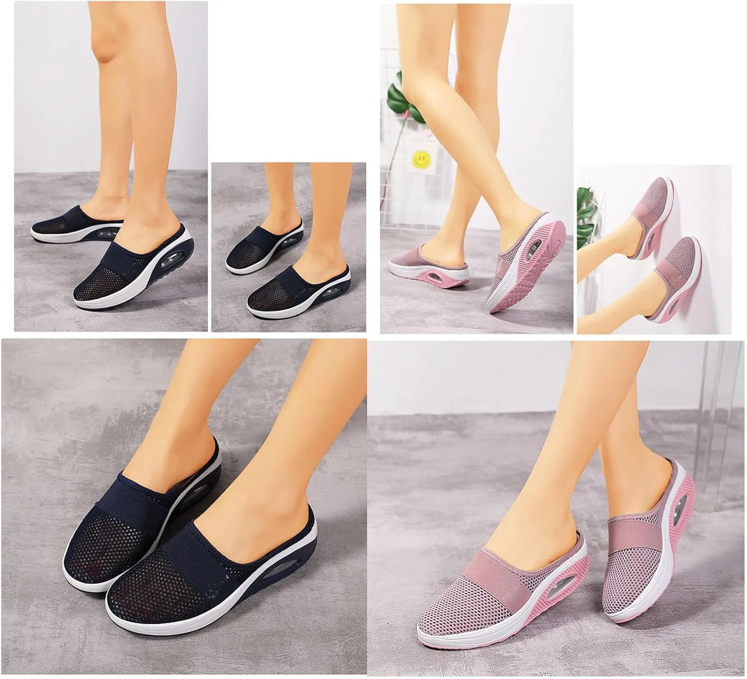 Women's Air Cushion Slip-On Breathable Orthopedic Walking Shoes, Heelless Mesh Sandals, Women's Orthopedic Sneakers