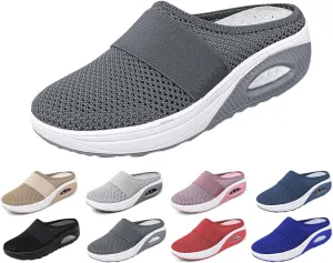 Women's Air Cushion Slip-On Breathable Orthopedic Walking Shoes, Heelless Mesh Sandals, Women's Orthopedic Sneakers