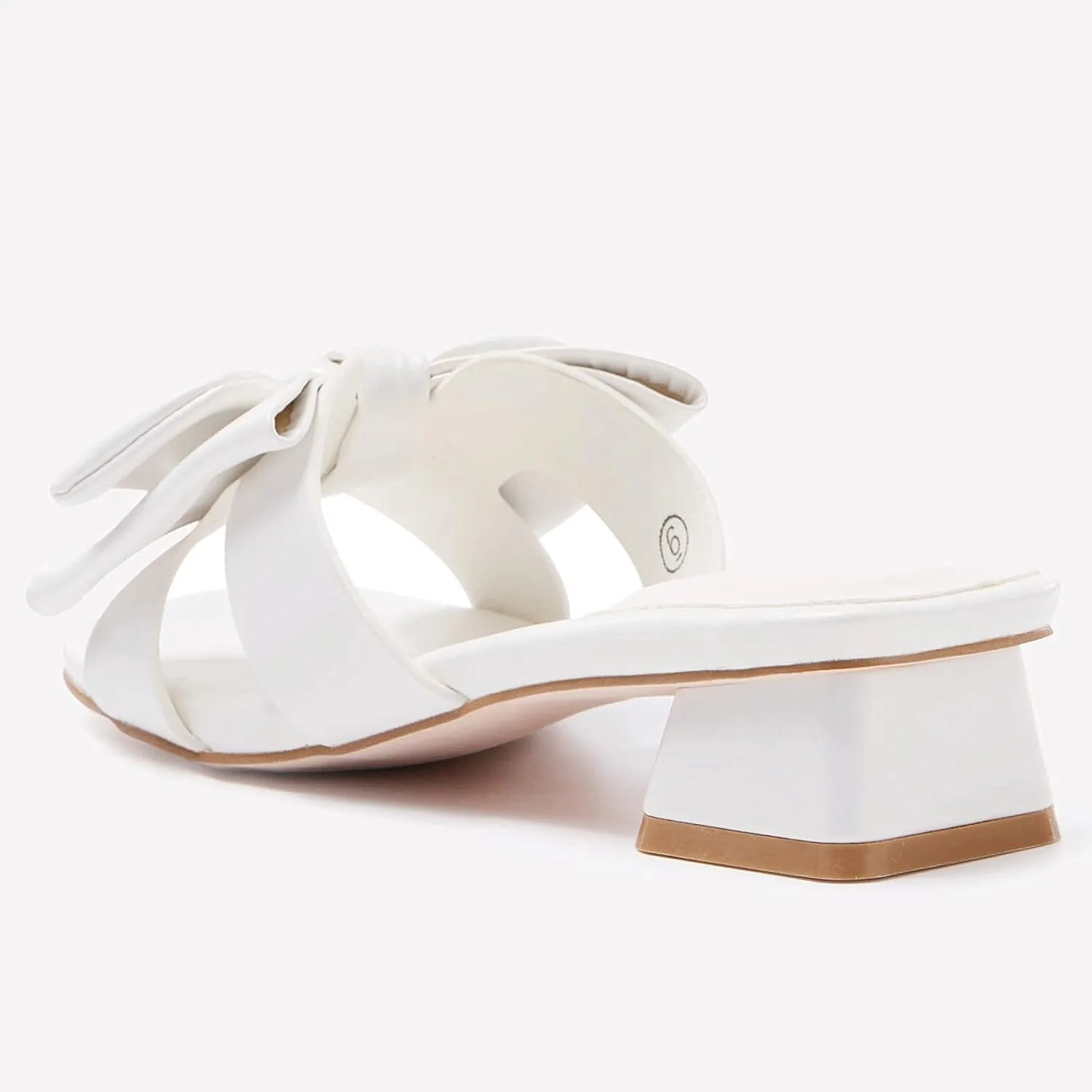 Womens Bow Dressy Low Heel Sandals Slides Summer Chunky Block Heeled Open Toe Mules Slip on Slippers Shoes