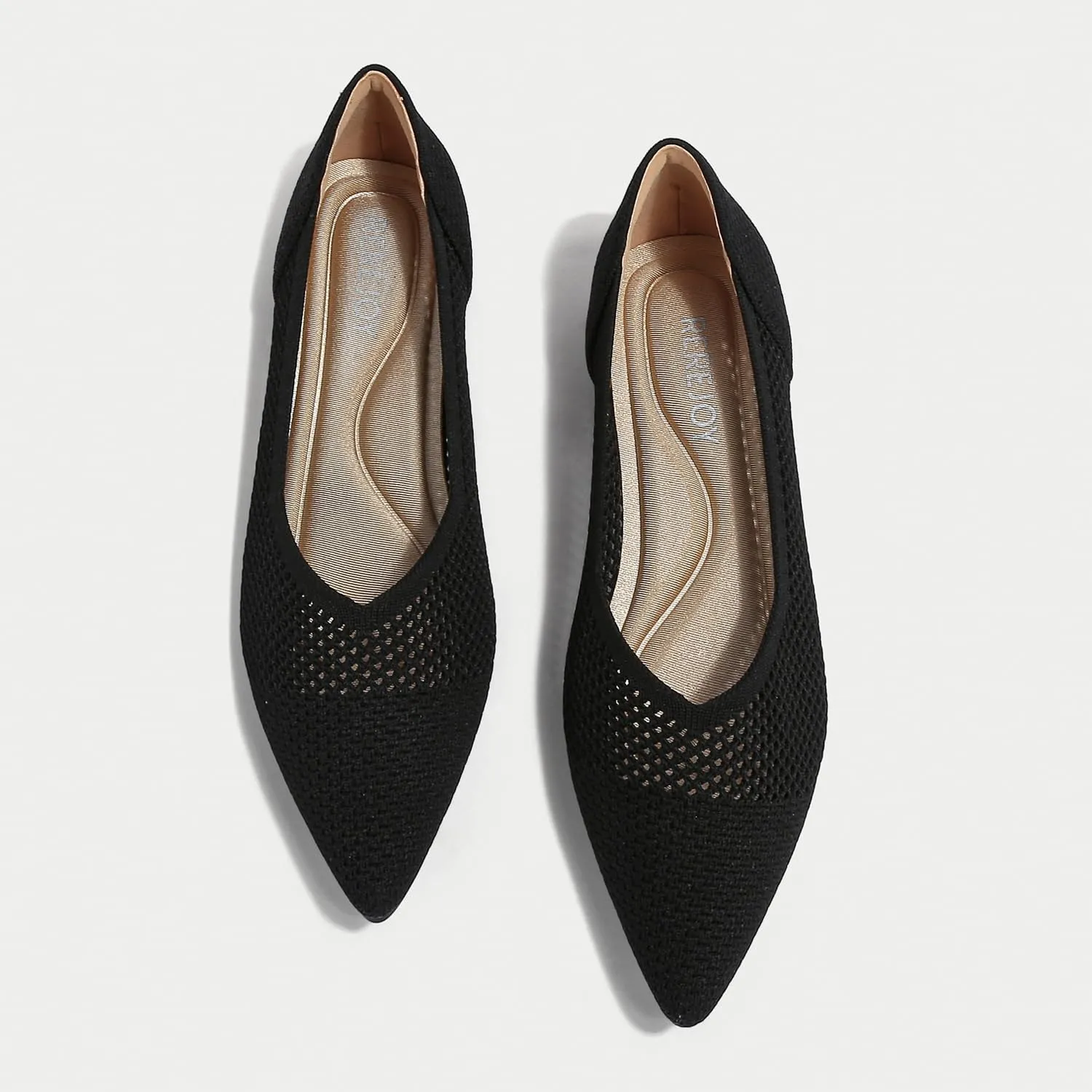 Women's Breathable Mesh Knit Ballet Flats Bow Pointed Toe Comfortable Slip On Shoes
