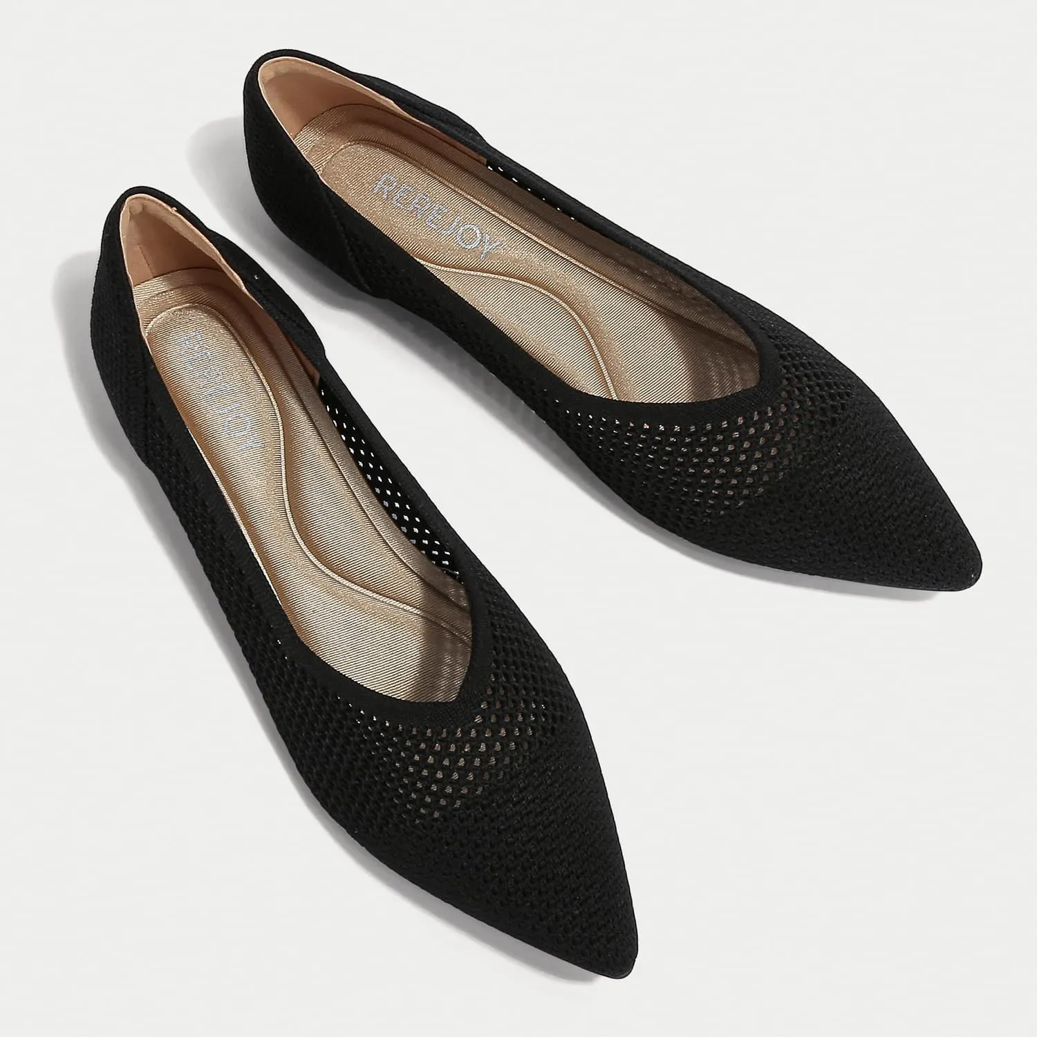 Women's Breathable Mesh Knit Ballet Flats Bow Pointed Toe Comfortable Slip On Shoes