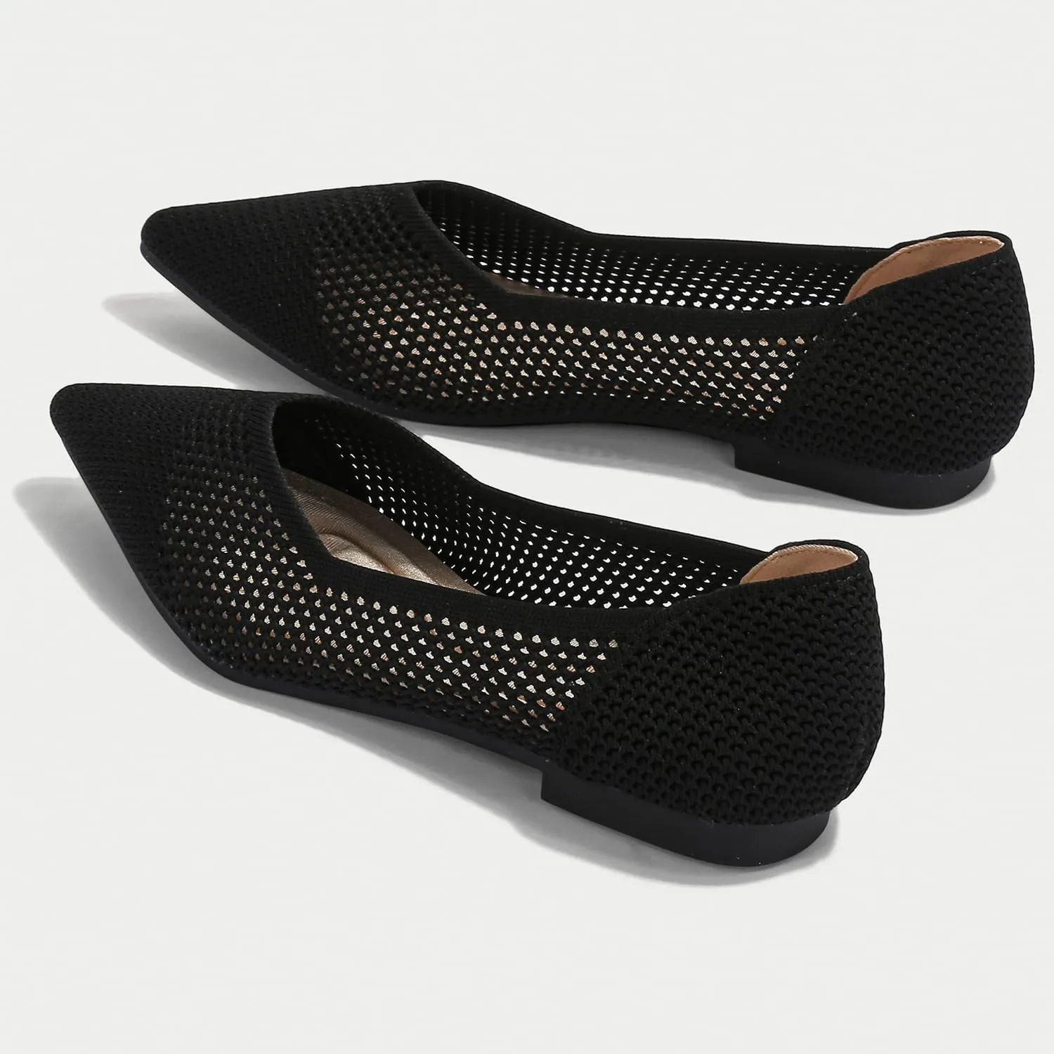 Women's Breathable Mesh Knit Ballet Flats Bow Pointed Toe Comfortable Slip On Shoes
