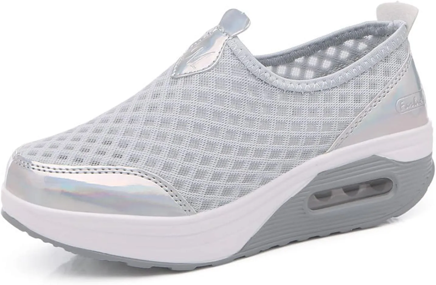 Women's Breathable Mesh Wedge Slip On Walking Sneakers,Non Slip Soft Sole Comfortable Arch Support Casual Running Shoes