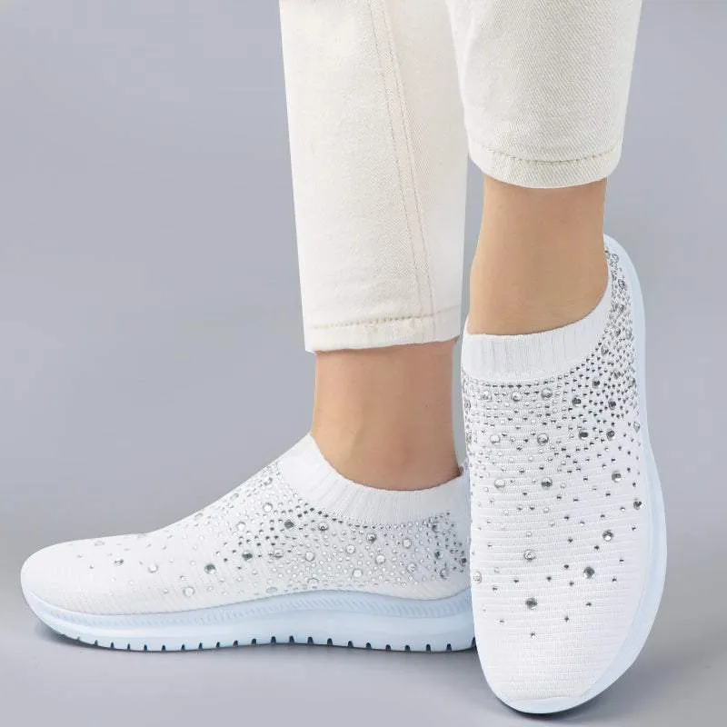 Women’s Breathable Sparkly Crystal Slip-on Shoes