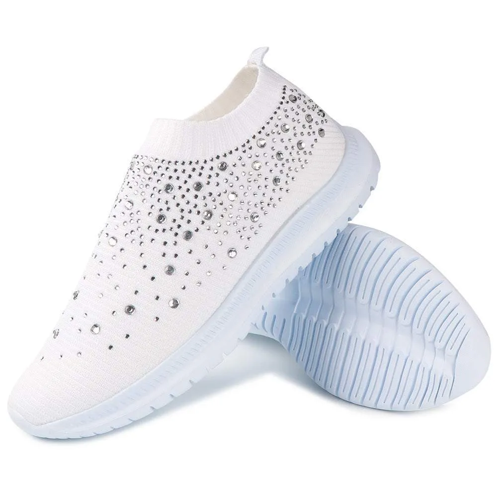 Women’s Breathable Sparkly Crystal Slip-on Shoes