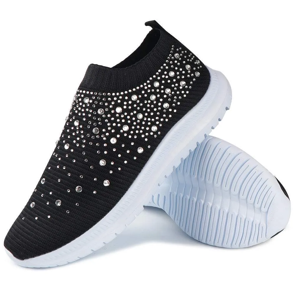 Women’s Breathable Sparkly Crystal Slip-on Shoes