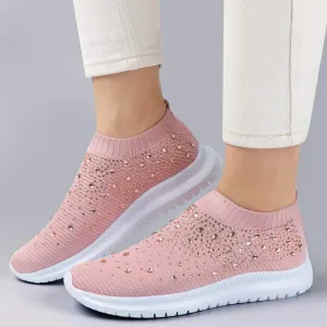 Women’s Breathable Sparkly Crystal Slip-on Shoes