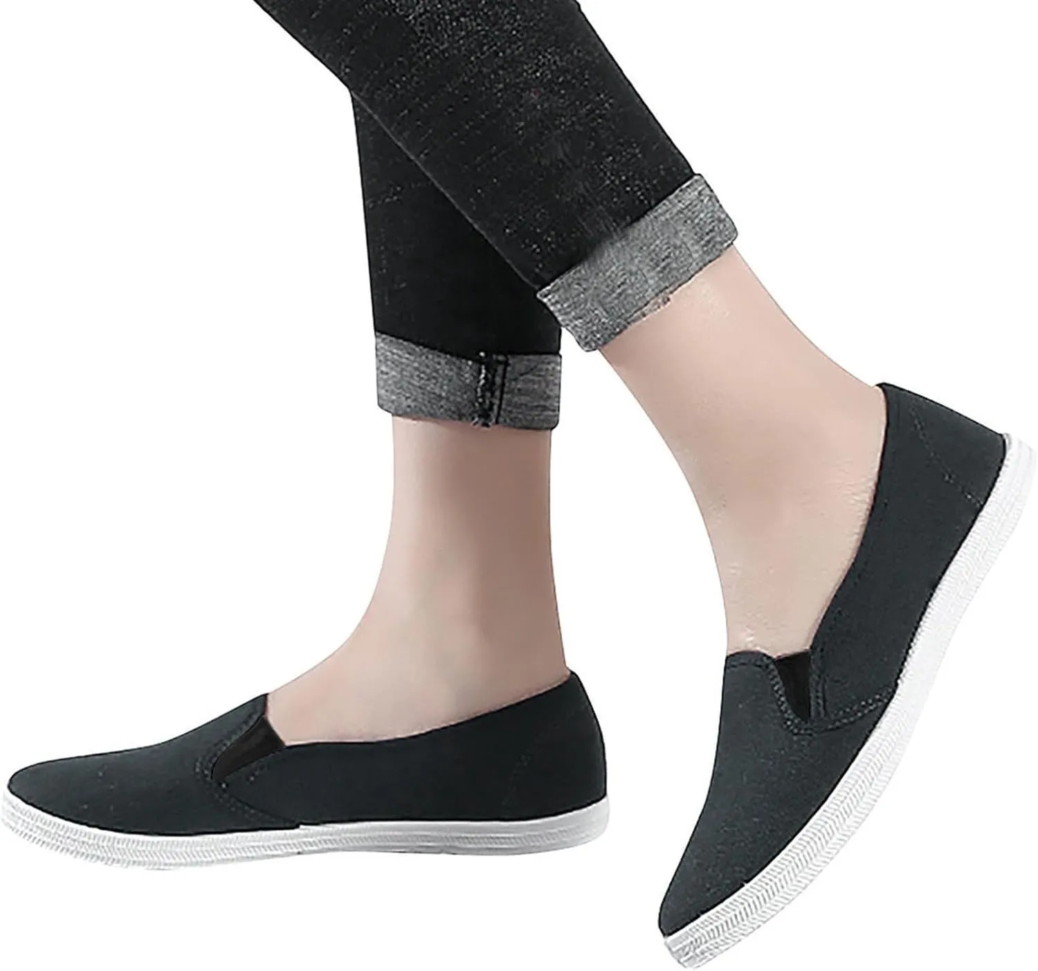Women's Casual Shoes Summer Knit Slip On Walking Shoes Breathable L𝐨w Heel Dress Sneaker Wide Width Mesh Comfortable Sneakers