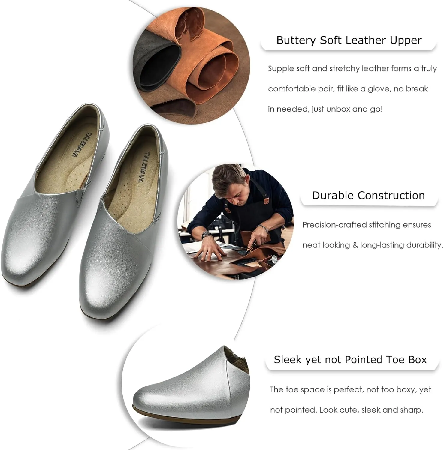 Women's Classic Comfort Dress Shoes Casual Leather Loafers Flats Cute Versatile Slip-Ons Everyday Work Shoes