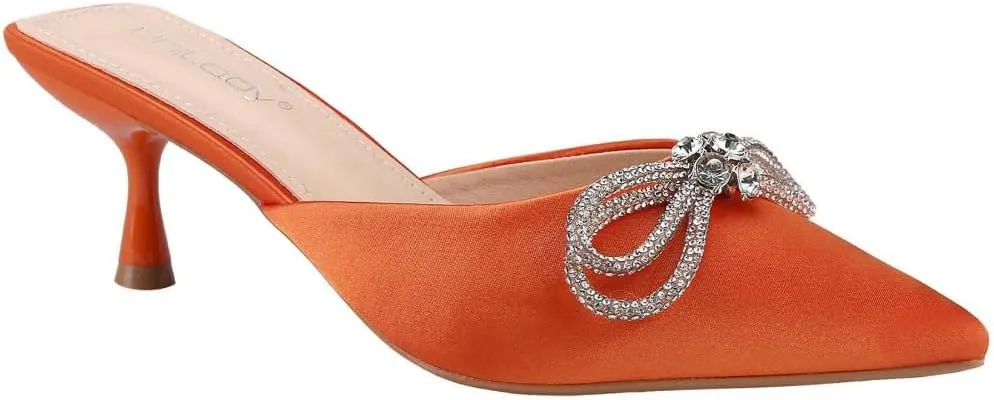 Women's Crystal Rhinestone Embellished Pointed Toe High Heels Mules Closed Toe Rhinestone High Heel Mules Slip-On Stiletto Backless Pumps Fashion Elegant Minimalist High Heels Spring Shoes Spring Break Easter Prom Heels