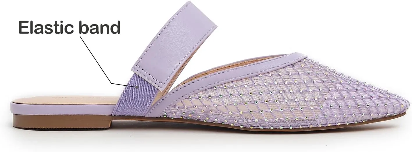 Women's Fashion Mesh Mules Slip On Backless Slide Flats
