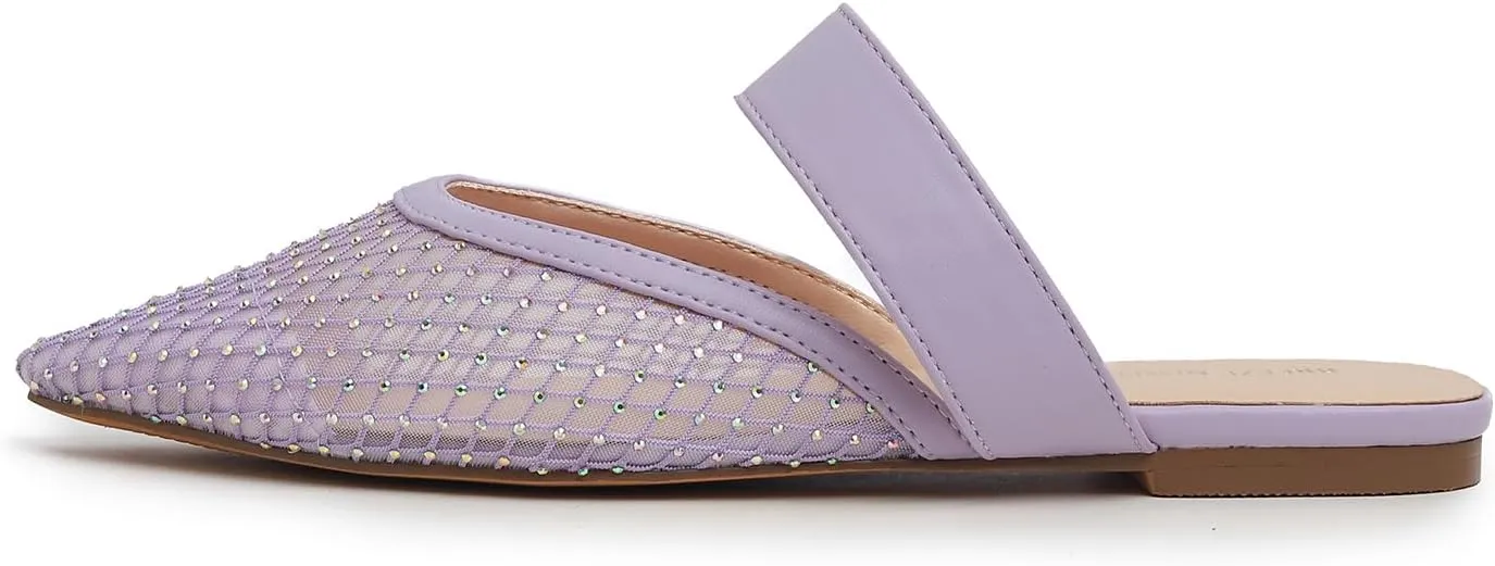 Women's Fashion Mesh Mules Slip On Backless Slide Flats