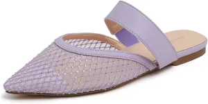Women's Fashion Mesh Mules Slip On Backless Slide Flats