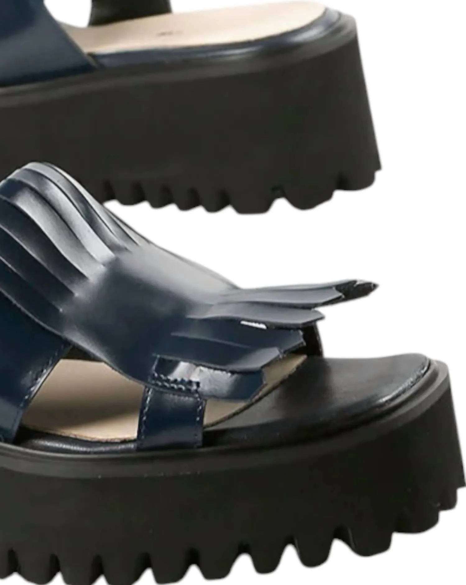 Women's Kiltie Sling Flatform Sandal In Navy