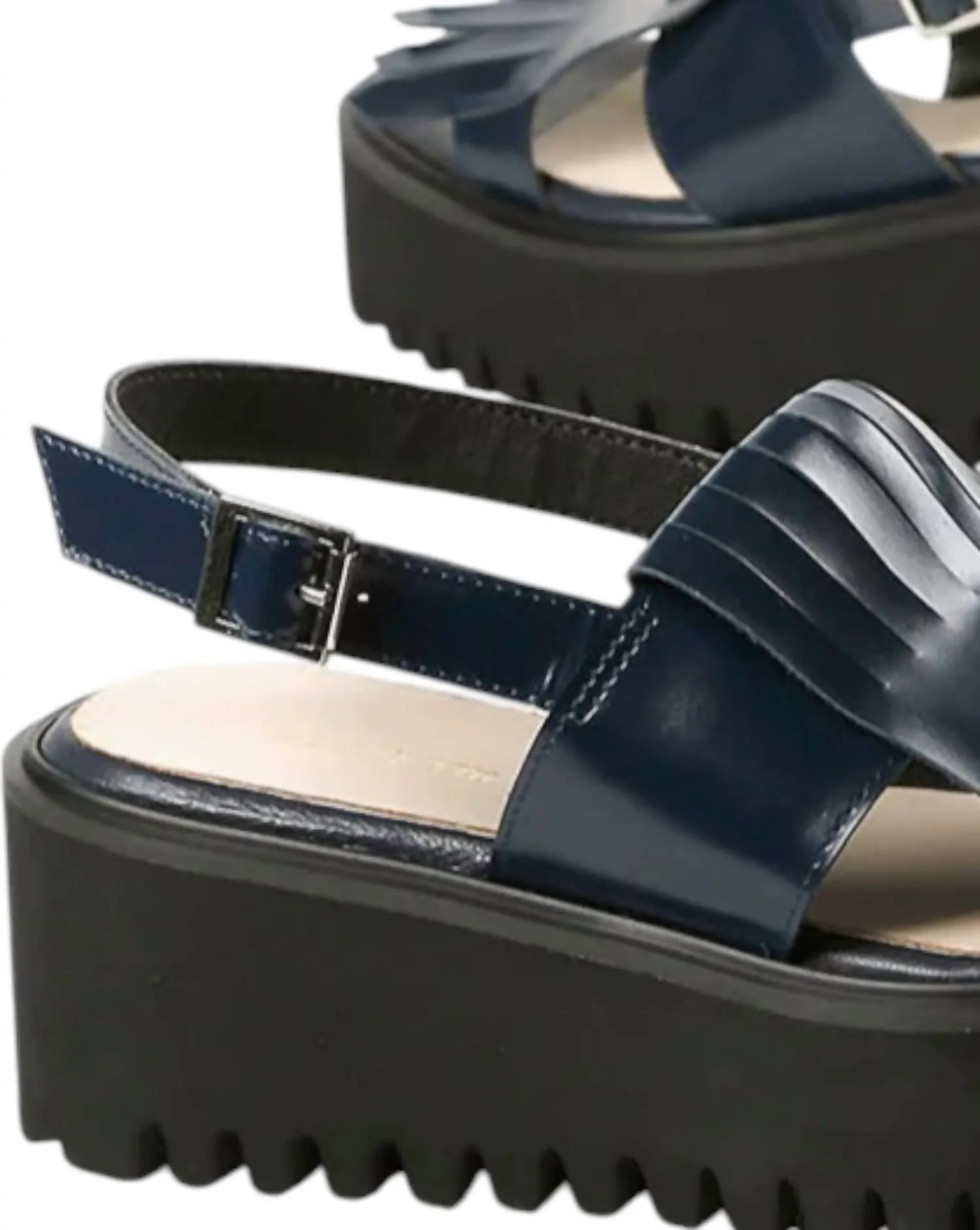 Women's Kiltie Sling Flatform Sandal In Navy