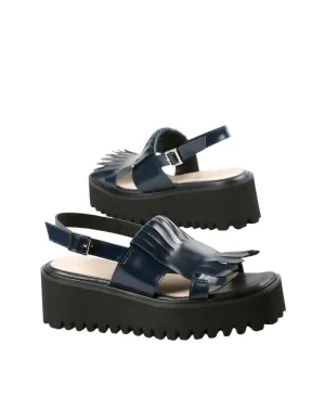 Women's Kiltie Sling Flatform Sandal In Navy