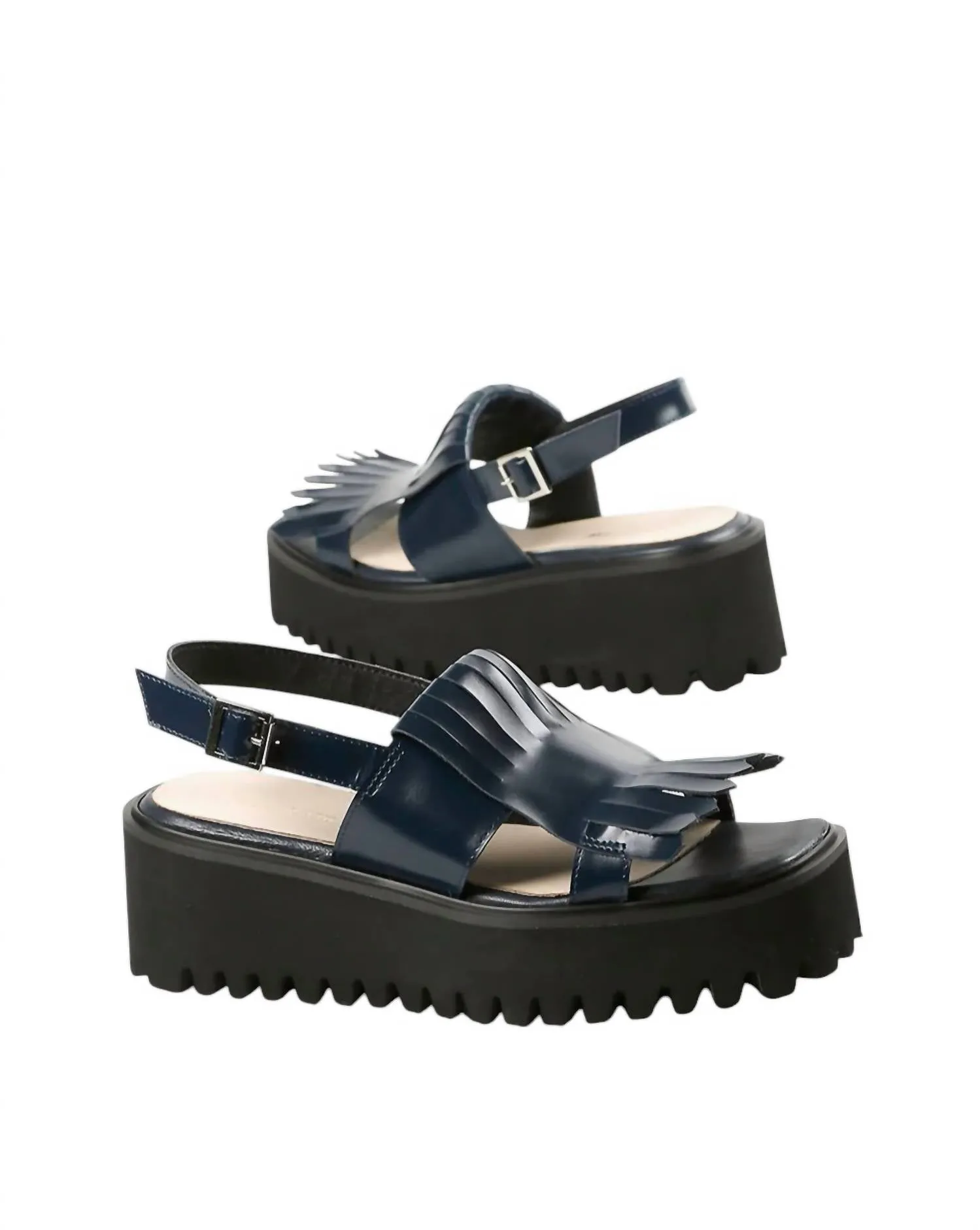 Women's Kiltie Sling Flatform Sandal In Navy