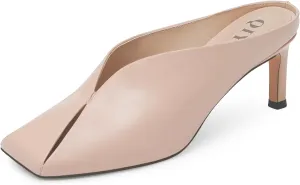 Womens Kitten Heels Square Closed Toe Stiletto Mule Heels Slip on Sandals Comfort Dress Party Pumps