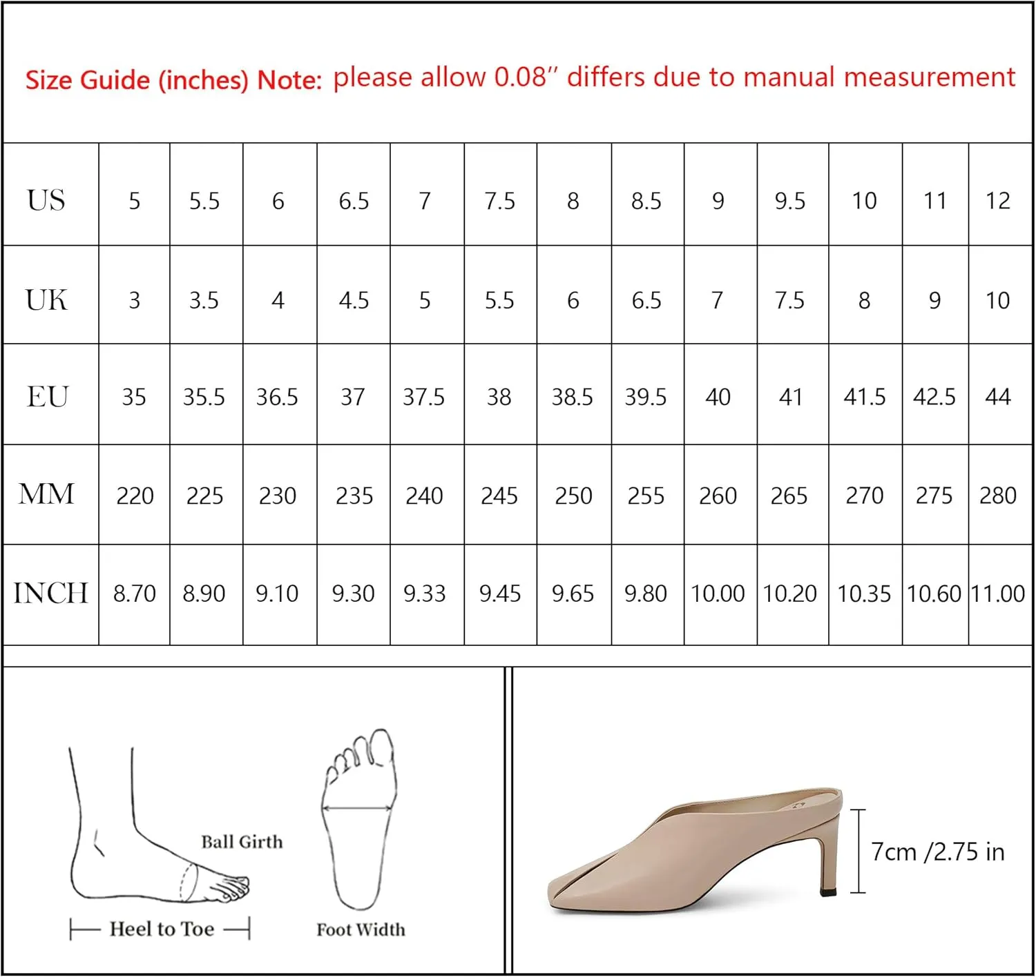 Womens Kitten Heels Square Closed Toe Stiletto Mule Heels Slip on Sandals Comfort Dress Party Pumps