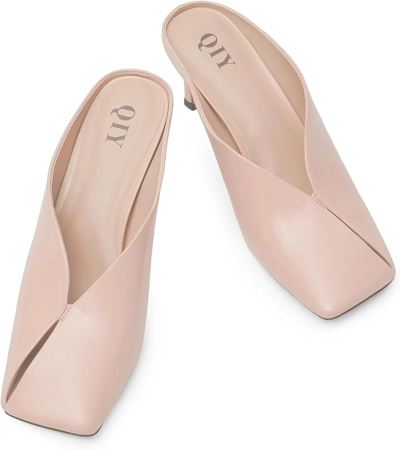 Womens Kitten Heels Square Closed Toe Stiletto Mule Heels Slip on Sandals Comfort Dress Party Pumps