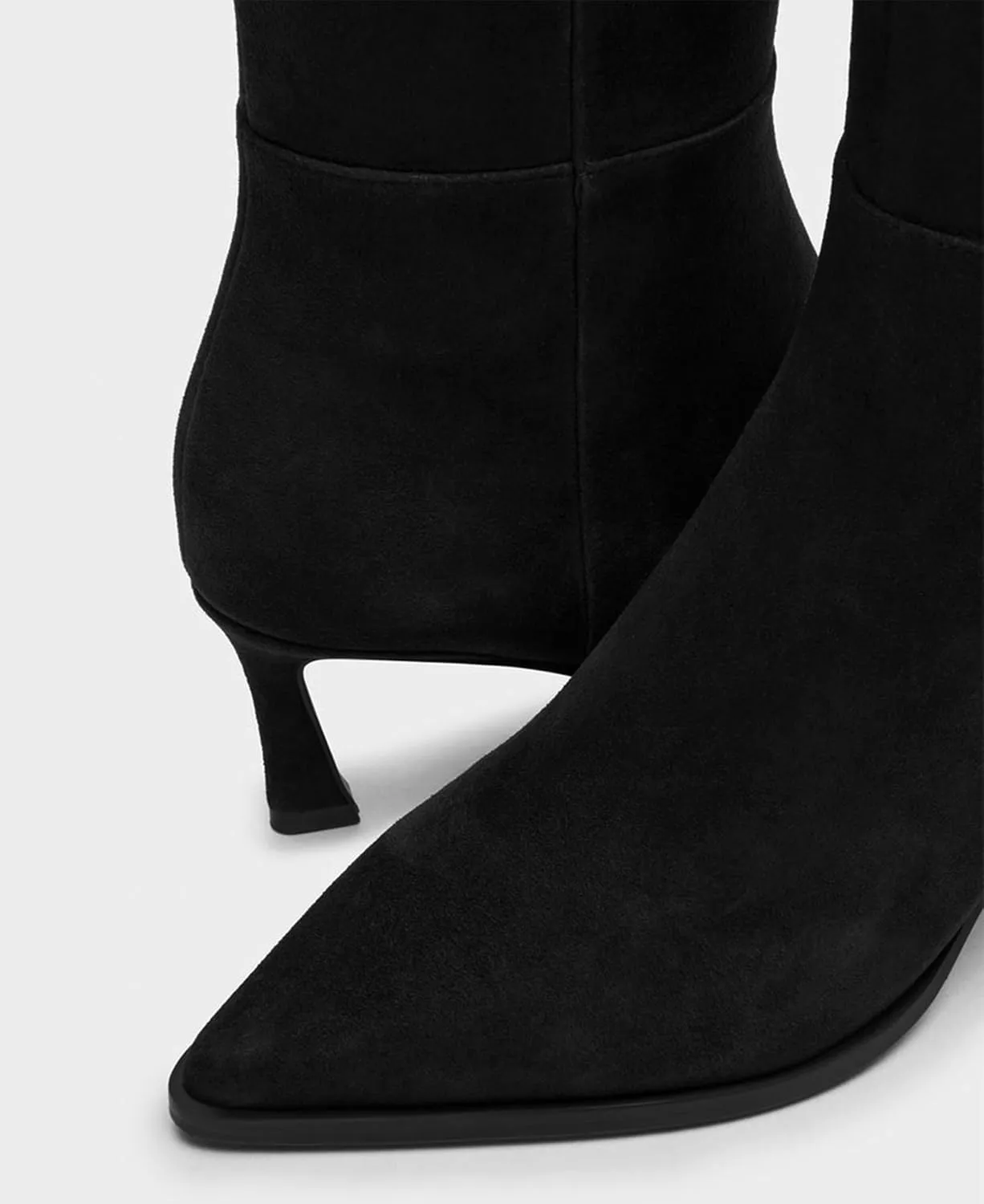 Womens Knee High Boots Kitten Heel Pointed Toe Faux Leather Long Boots Stiletto Side Zipper Comfortable Tall Boot