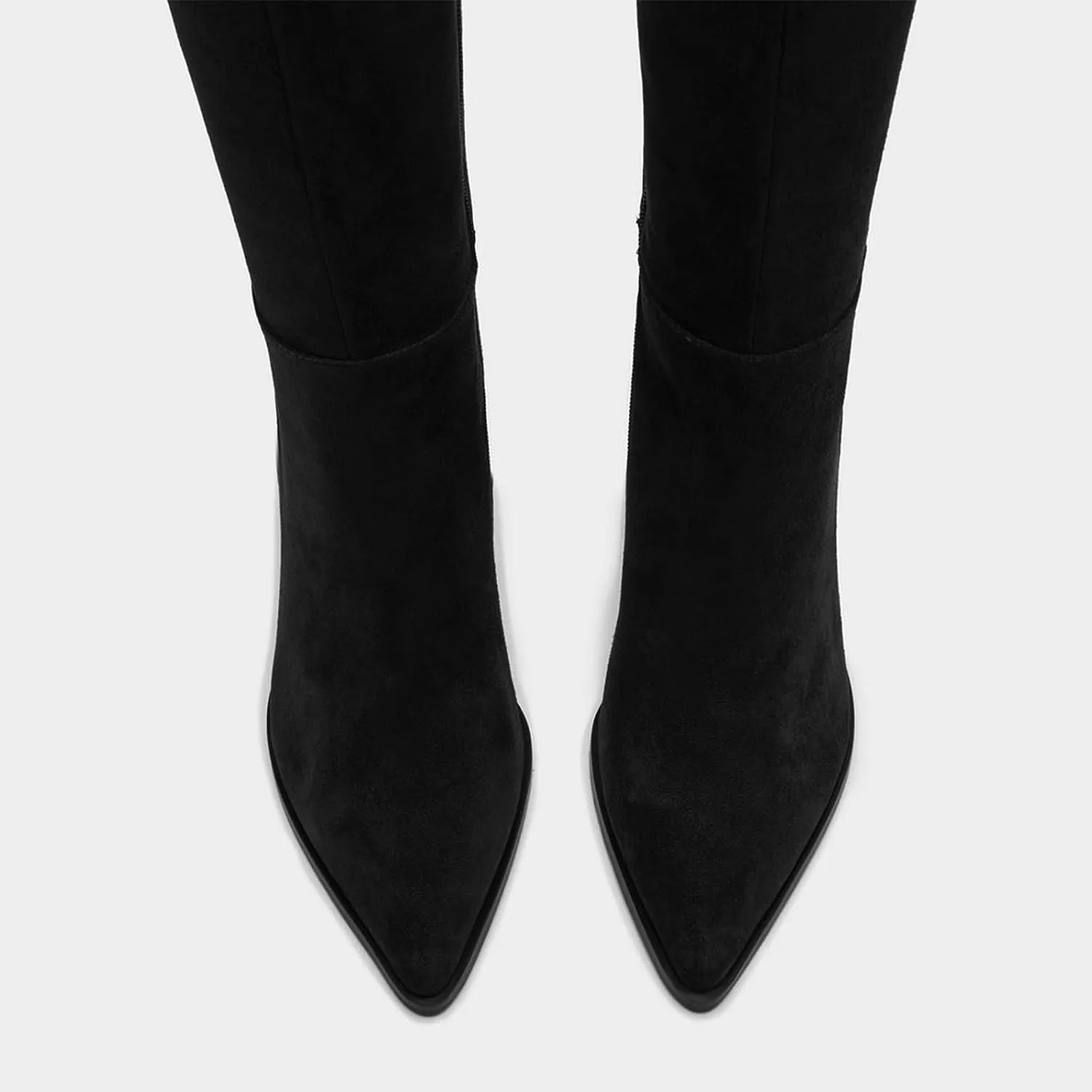 Womens Knee High Boots Kitten Heel Pointed Toe Faux Leather Long Boots Stiletto Side Zipper Comfortable Tall Boot