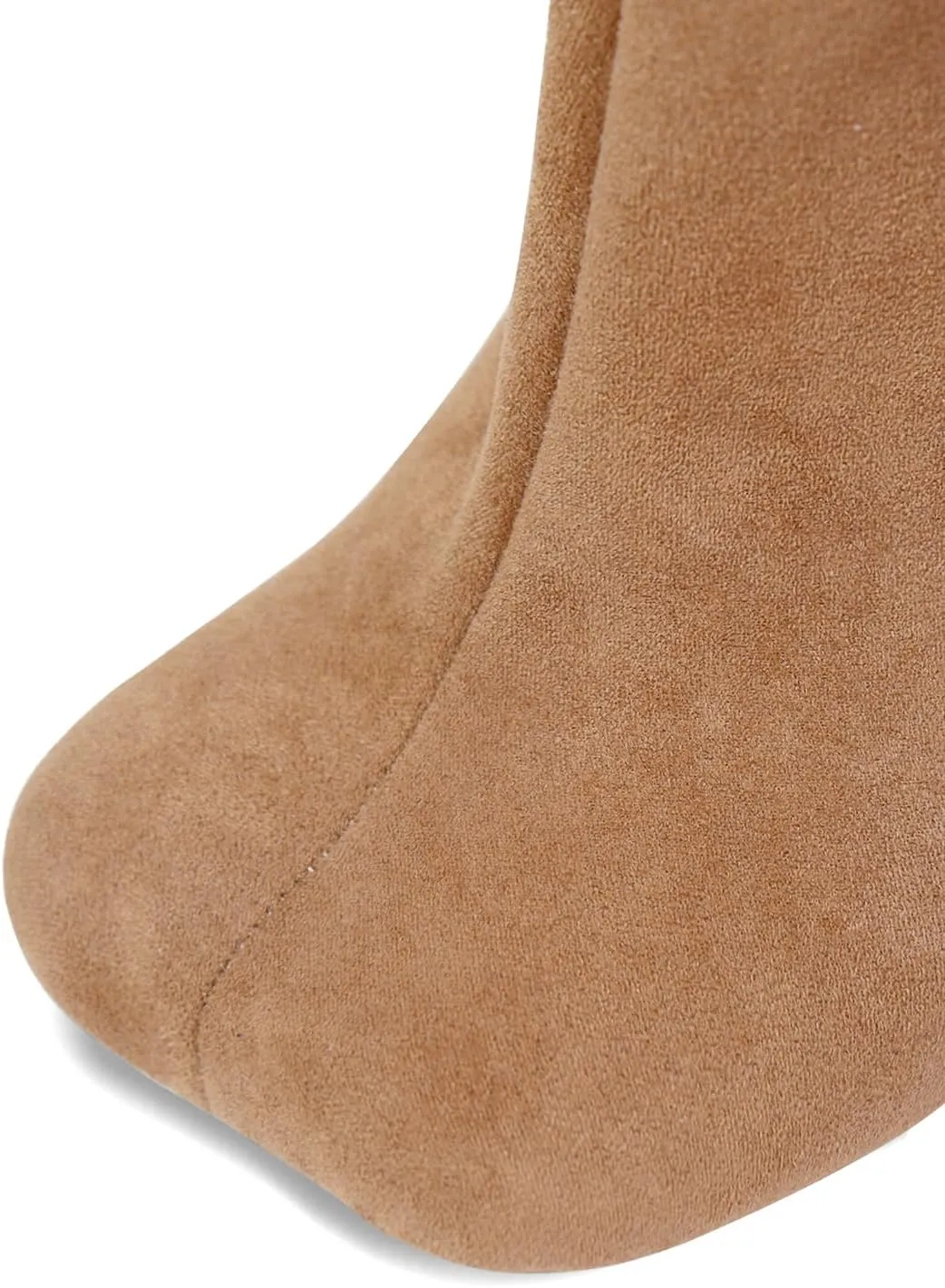 Women's Knee High Suede Boots for Women Wide Calf Square Toe Stiletto Heels Tall Boots Pull On High Heel Long Booties