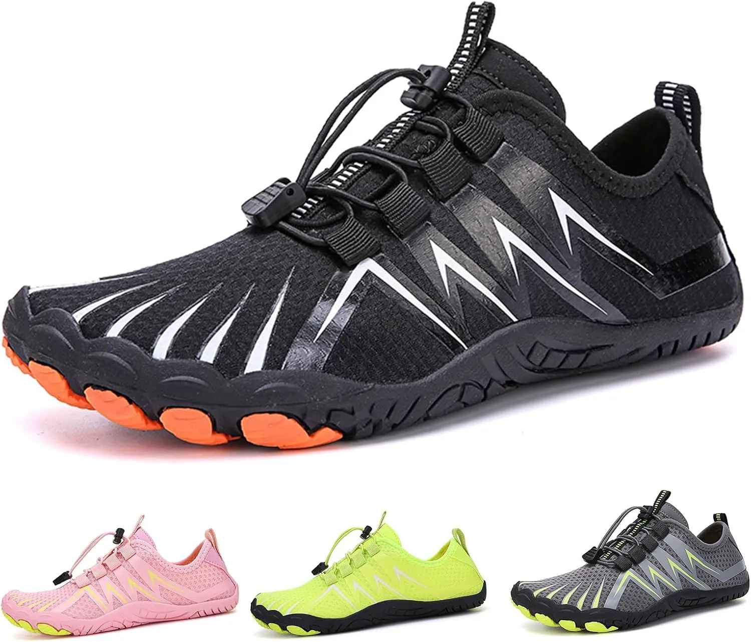 Womens Mens Walking Shoes Comfortable Wide Width Athletic Sneakers Lace Up Adjustable Barefoot Shoes with Drainage Grounded Comfort Wear Sneakers