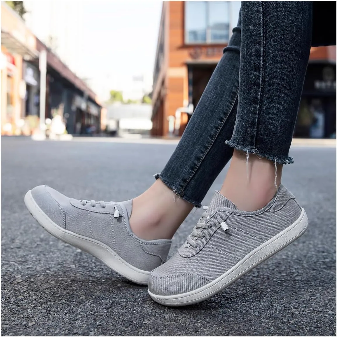 Women's Minimalist Barefoot Shoes Zero Drop Sole Wide Width Fashion Sneaker Casual Slip On Lightweight Comfortable Footwear