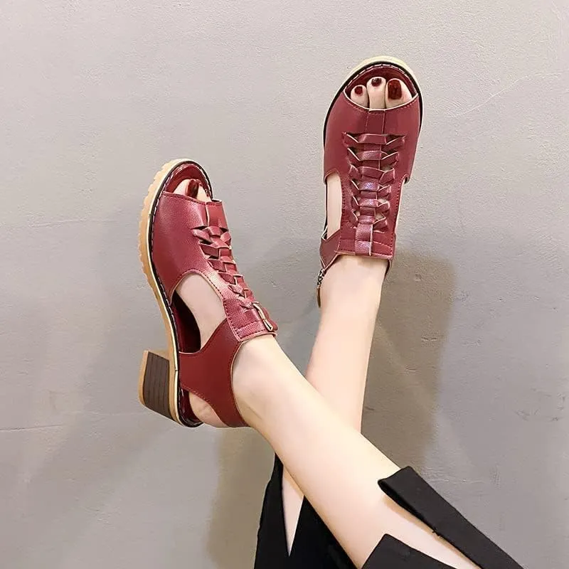 Womens Open Toe Sandals Comfortable Wedge,Hollow Fish Mouth Slip on Summer Beach Boho Comfortable Sandals Outdoor Shoes