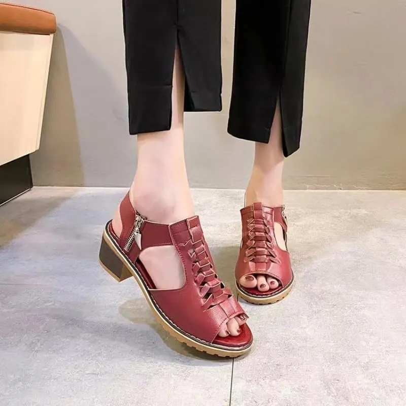 Womens Open Toe Sandals Comfortable Wedge,Hollow Fish Mouth Slip on Summer Beach Boho Comfortable Sandals Outdoor Shoes