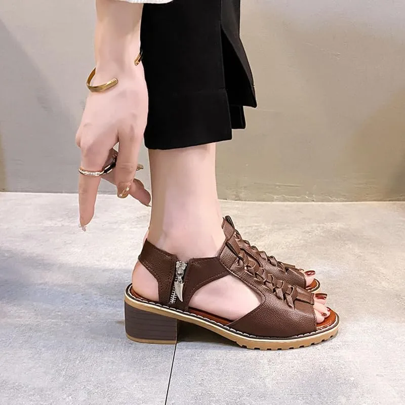 Womens Open Toe Sandals Comfortable Wedge,Hollow Fish Mouth Slip on Summer Beach Boho Comfortable Sandals Outdoor Shoes