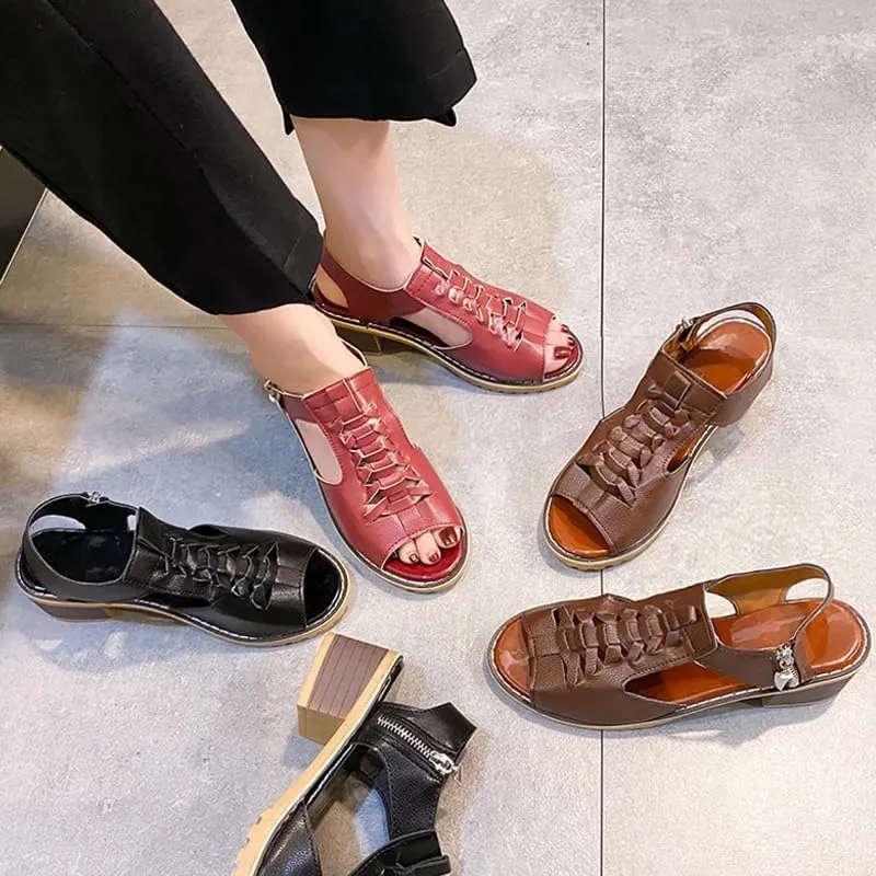Womens Open Toe Sandals Comfortable Wedge,Hollow Fish Mouth Slip on Summer Beach Boho Comfortable Sandals Outdoor Shoes