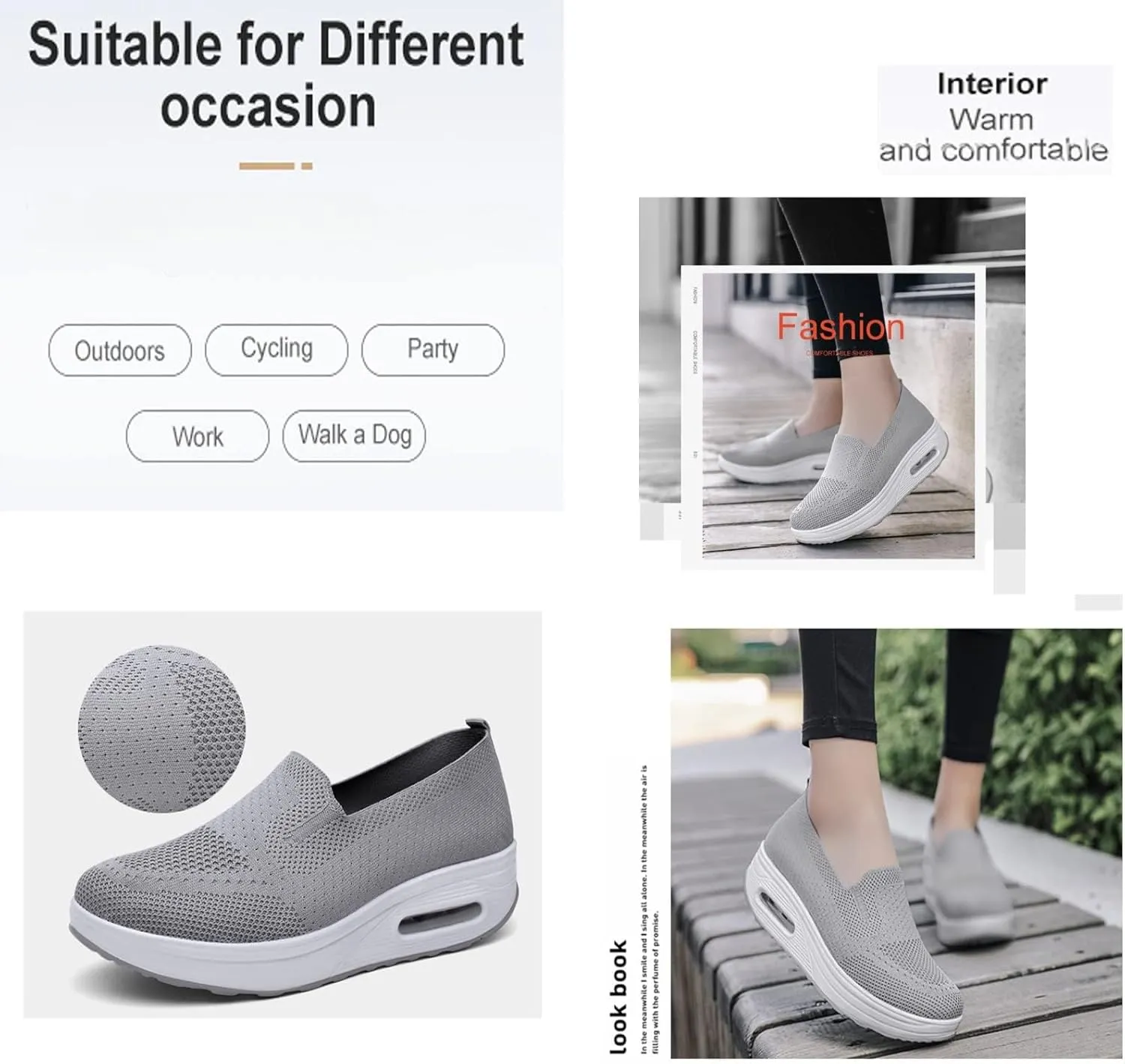 Women's Orthopedic Anti-Slip Sneakers,Summer Wedge Air Cushion Breathable Mesh Slip On Walking Shoes,Casual Wedge Sneakers.
