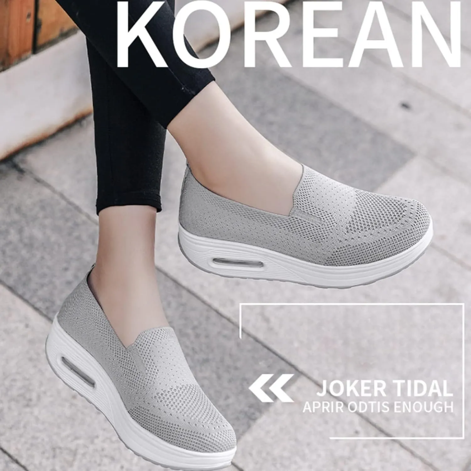 Women's Orthopedic Anti-Slip Sneakers,Summer Wedge Air Cushion Breathable Mesh Slip On Walking Shoes,Casual Wedge Sneakers.