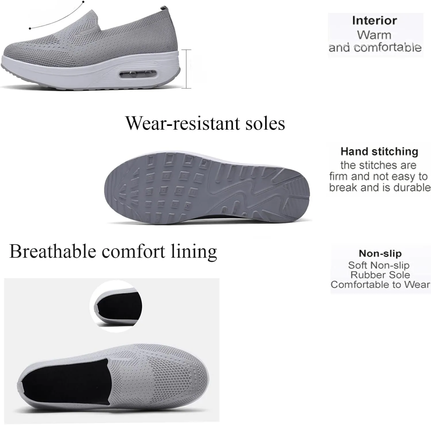 Women's Orthopedic Anti-Slip Sneakers,Summer Wedge Air Cushion Breathable Mesh Slip On Walking Shoes,Casual Wedge Sneakers.