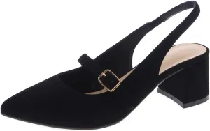 Women's Pointed Toe Block Heel Pumps Slingback Chunky Slip On Low Mid Heel Closed Toe