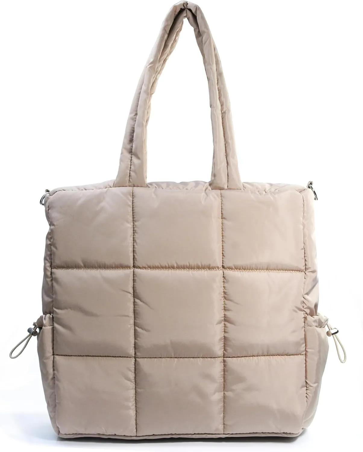 Women's Puffer Quilted Tote Bag Lightweight Satchel with Detachable Shoulder Strap Purse for for Travel, Work
