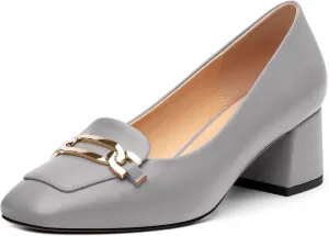 Women's Pumps Low Chunky Block Heel Square Toe Slip On Comfortable Dress Shoes for Work Office Casual