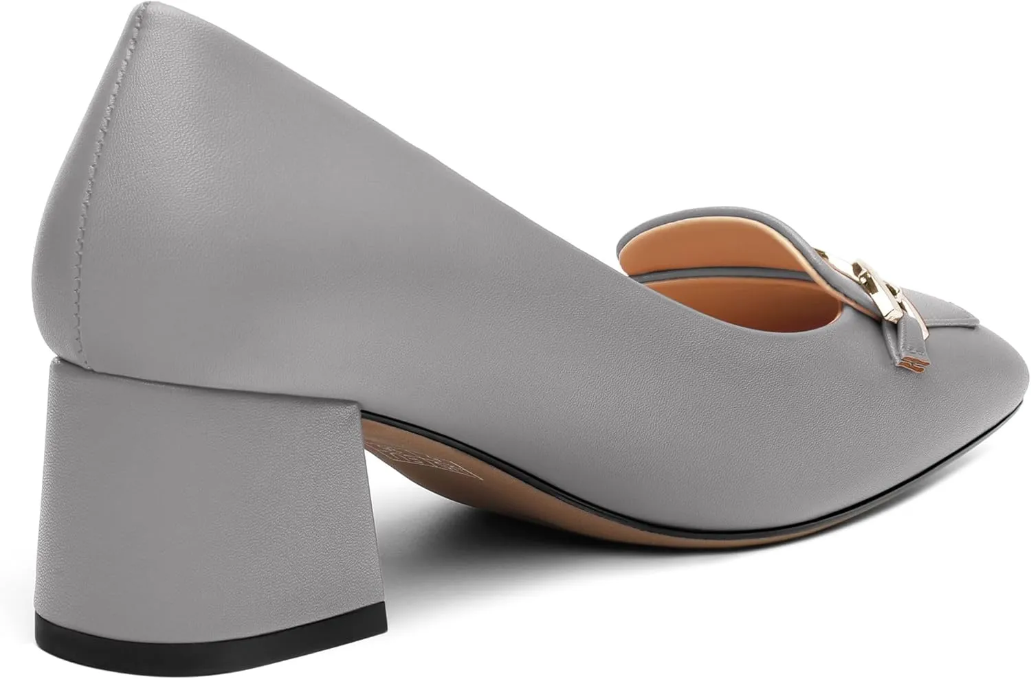 Women's Pumps Low Chunky Block Heel Square Toe Slip On Comfortable Dress Shoes for Work Office Casual