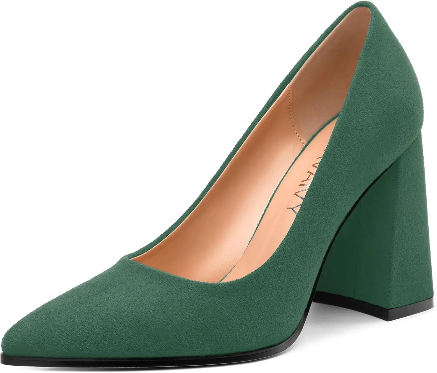 Women's Pumps, Pointed Toe Block High Heels, Slip On Fashion Chunky Heel Shoes for Women