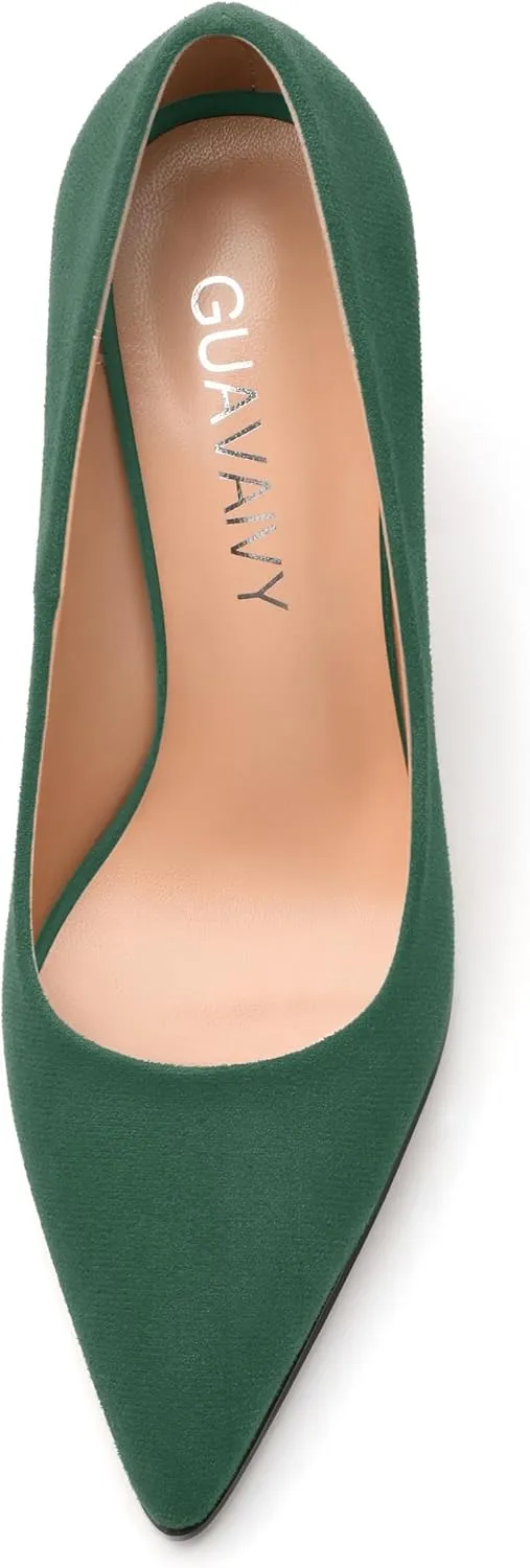 Women's Pumps, Pointed Toe Block High Heels, Slip On Fashion Chunky Heel Shoes for Women