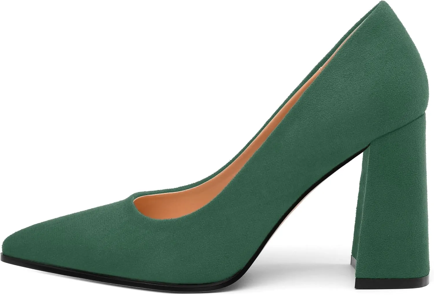 Women's Pumps, Pointed Toe Block High Heels, Slip On Fashion Chunky Heel Shoes for Women