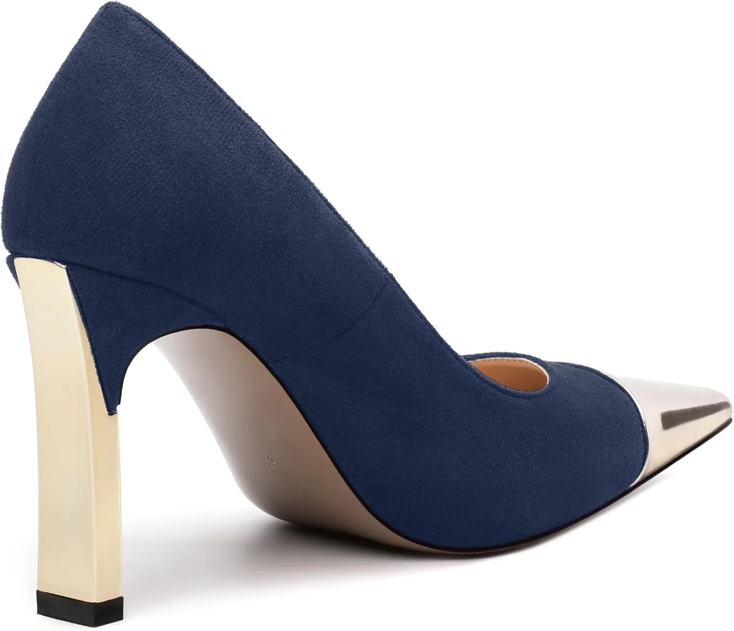 Women's Pumps, Square Toe High Heels, Fashion Patchwork Color Slip On Chunky Heel Shoes for Women